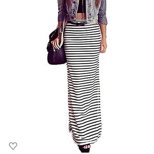 Asymmetrical fold over long maxi skirt